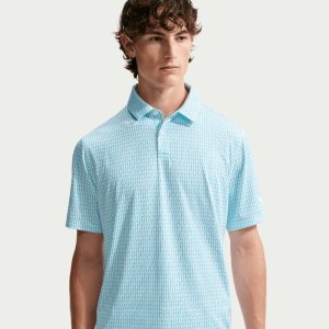 Nike Golf Dri-Fit Velocity Printed Golf Polo Shirt White/Blue